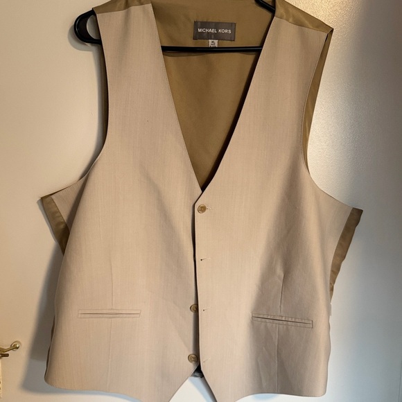 Michael Kors Wool-Blend Stretch Suit Vest Tan/Beige Men’s XL Classic Fit - Picture 2 of 6